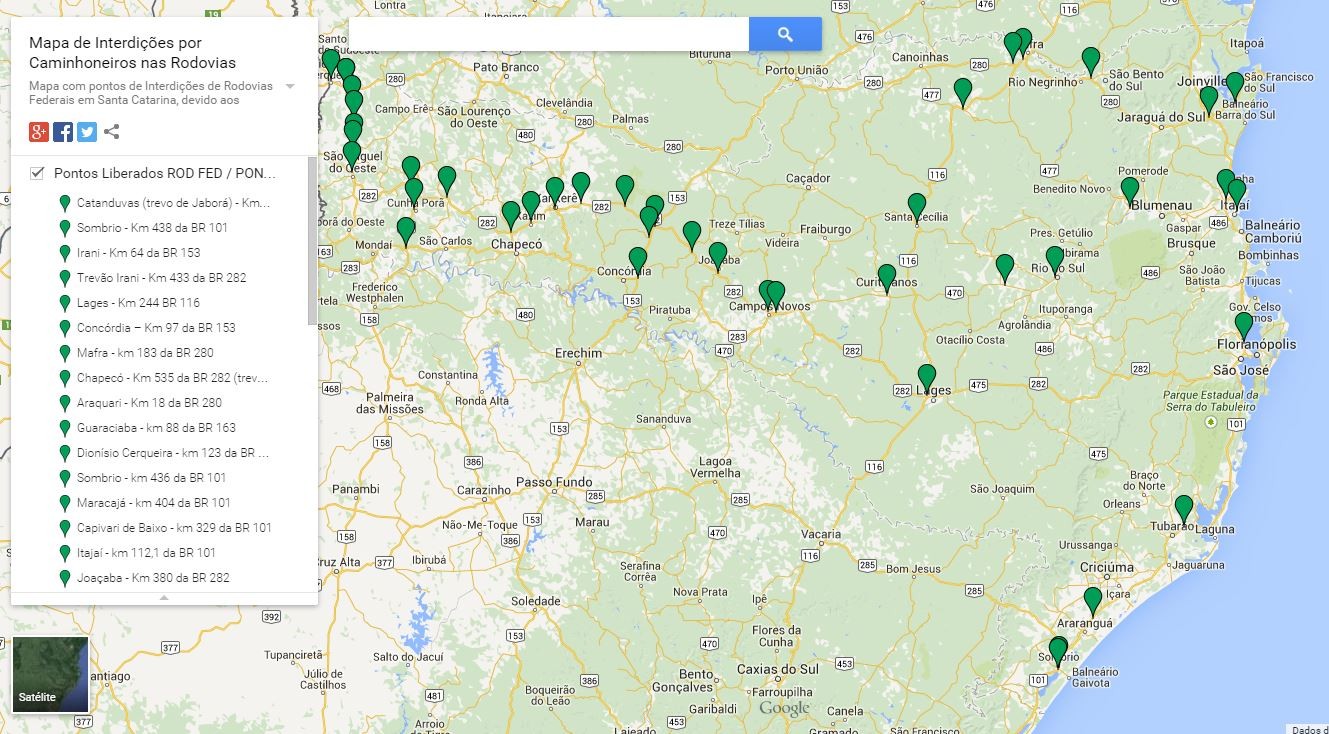 Caminhoneiros liberam rodovias de SC após duas semanas de protesto.